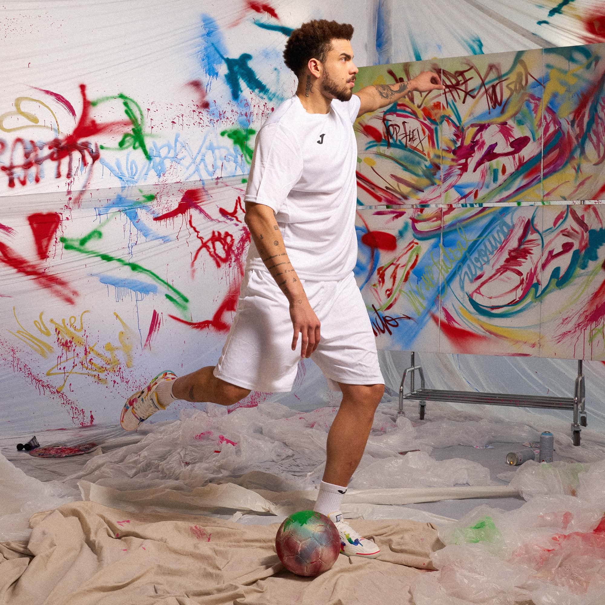 Futsal shoes Top flex 26 Graffiti indoor white