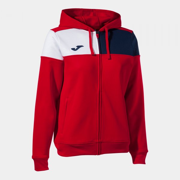 Hooded jacket woman Crew V red navy blue white