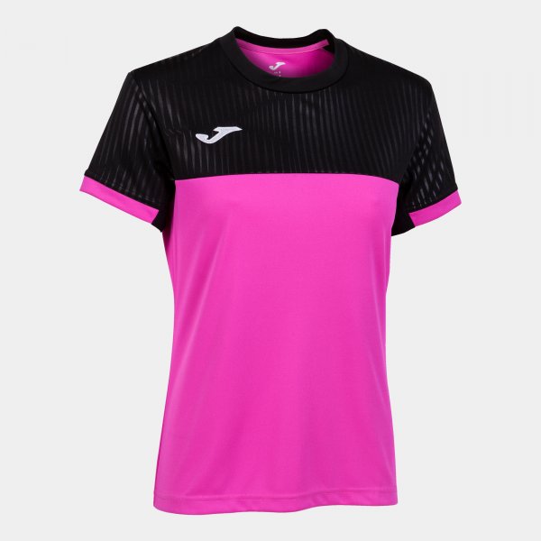 Shirt short sleeve woman Montreal fluorescent pink black