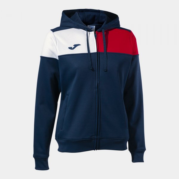 Hooded jacket woman Crew V navy blue red white