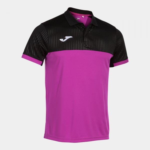 Polo shirt short-sleeve man Montreal fluorescent pink black
