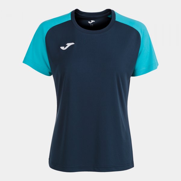 Shirt short sleeve woman Academy IV navy blue fluorescent turquoise
